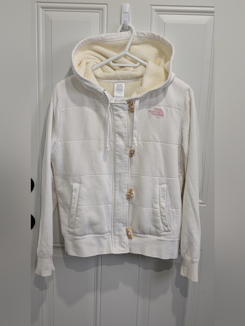 Vintage The North Face Caledonia Sherpa-Lined Toggle Full-Zip Hoodie – Cream